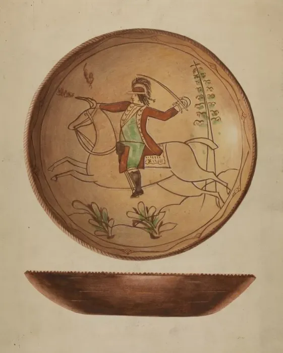 Framed Print : Pa. German Pie Plate, c. 1937. Creator: Unknown Framed Print : Pa. German Pie Plate, c. 1937. Creator: Unknown