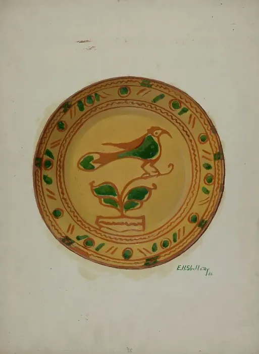 Framed Print : Pa. German Plate, 1936. Creator: Eugene Shellady Framed Print : Pa. German Plate, 1936. Creator: Eugene Shellady