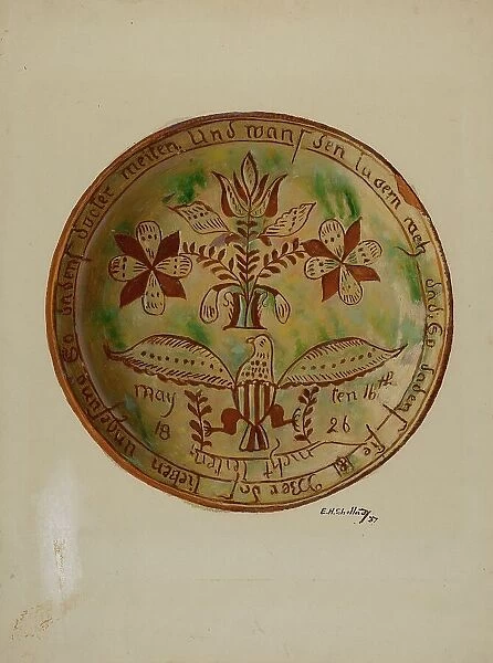 Pa. German Plate, 1937. Creator: Eugene Shellady