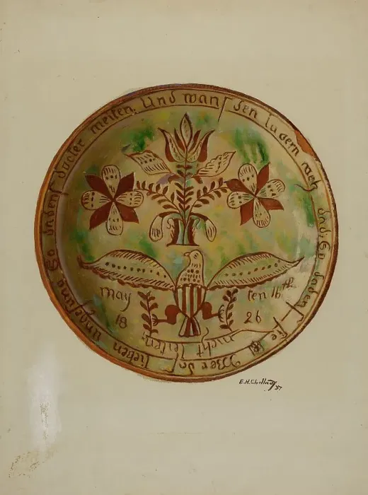 Framed Print : Pa. German Plate, 1937. Creator: Eugene Shellady