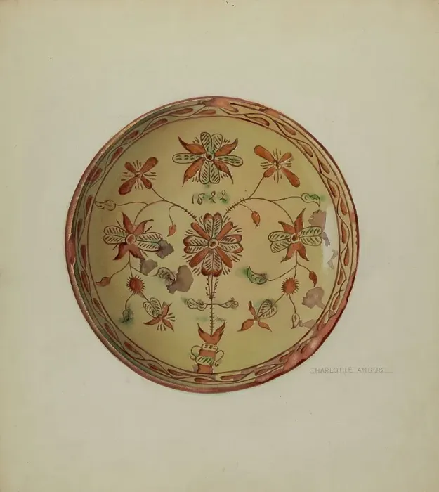 Framed Print : Pa. German Plate, c. 1936. Creator: Charlotte Angus Framed Print : Pa. German Plate, c. 1936. Creator: Charlotte Angus