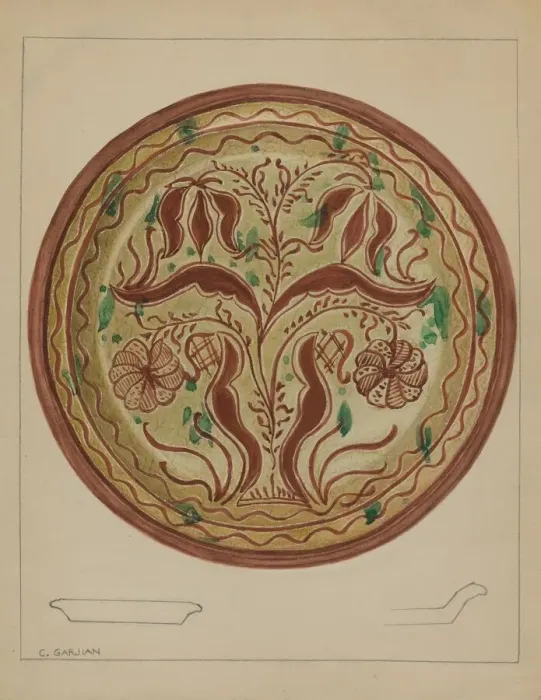 Framed Print : Pa. German Plate, c. 1937. Creator: Charles Garjian