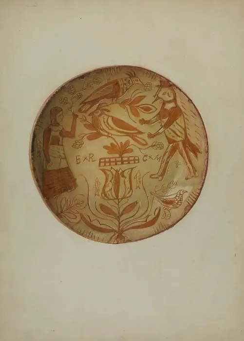 Framed Print : Pa. German Plate, c. 1937. Creator: David Ellinger