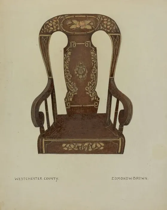 Framed Print : Pa. German Rocking Chair, c. 1937. Creator: Edmond W. Brown