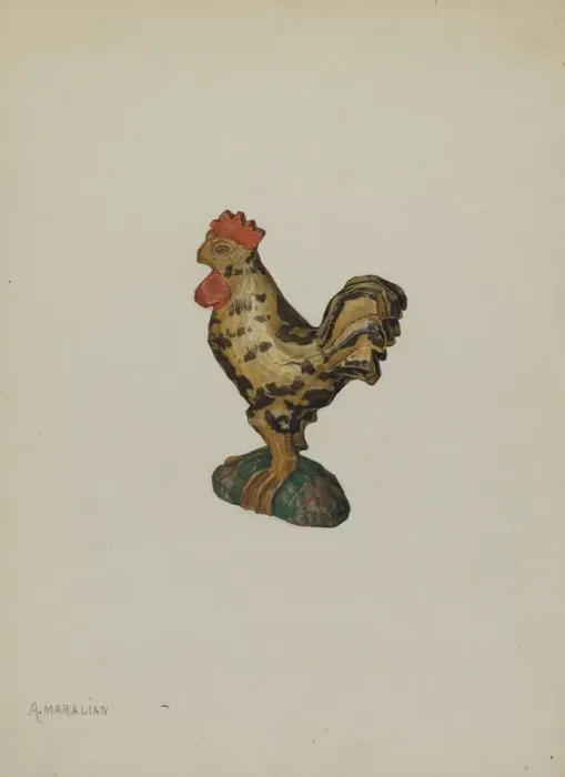 Framed Print : Pa. German Rooster Figurine, c. 1939. Creator: Arsen Maralian Framed Print : Pa. German Rooster Figurine, c. 1939. Creator: Arsen Maralian