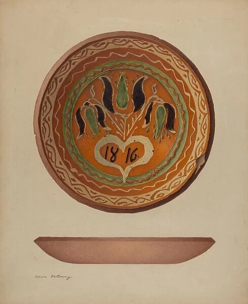 Pa. German Scraffito Plate, c. 1941. Creator: Aaron Fastovsky