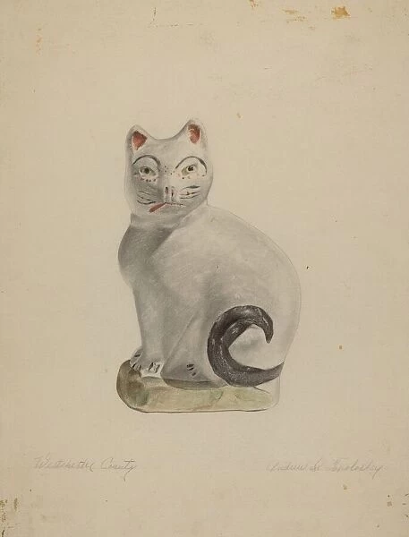 Pa. German Seated Cat, c. 1938. Creator: Andrew Topolosky