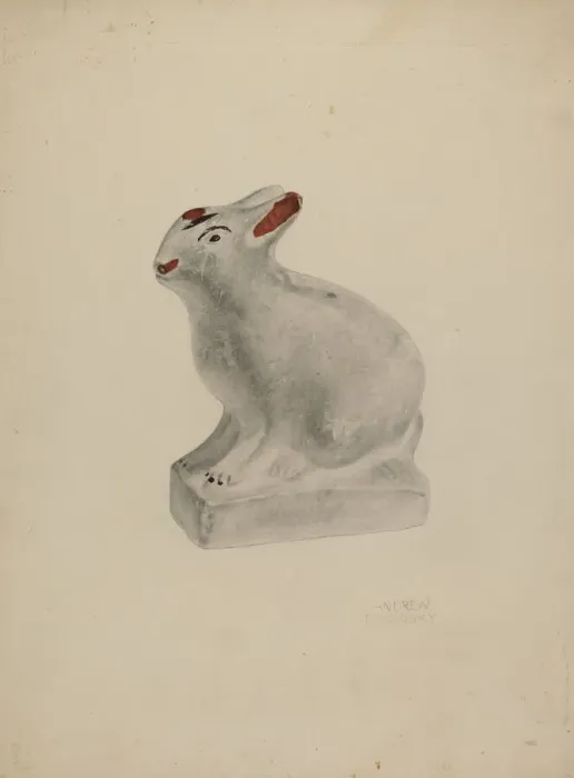 Framed Print : Pa. German Seated Chalkware Rabbit, c. 1938. Creator: Andrew Topolosky Framed Print : Pa. German Seated Chalkware Rabbit, c. 1938. Creator: Andrew Topolosky