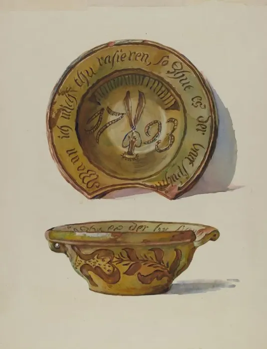 Framed Print : Pa. German Shaving Basin, c. 1936. Creator: Frances Lichten Framed Print : Pa. German Shaving Basin, c. 1936. Creator: Frances Lichten