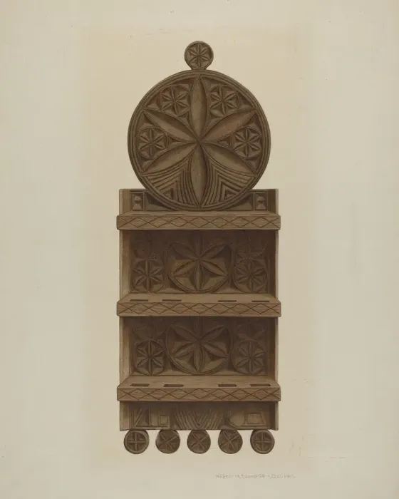 Framed Print : Pa. German Spoon Rack, c. 1942. Creator: William H Edwards Framed Print : Pa. German Spoon Rack, c. 1942. Creator: William H Edwards