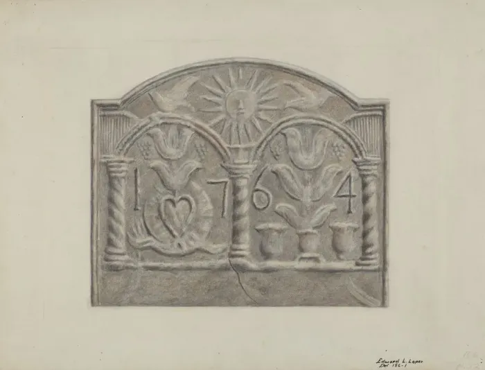 Framed Print : Pa. German Stove Plate, c. 1936. Creator: Edward L Loper Framed Print : Pa. German Stove Plate, c. 1936. Creator: Edward L Loper
