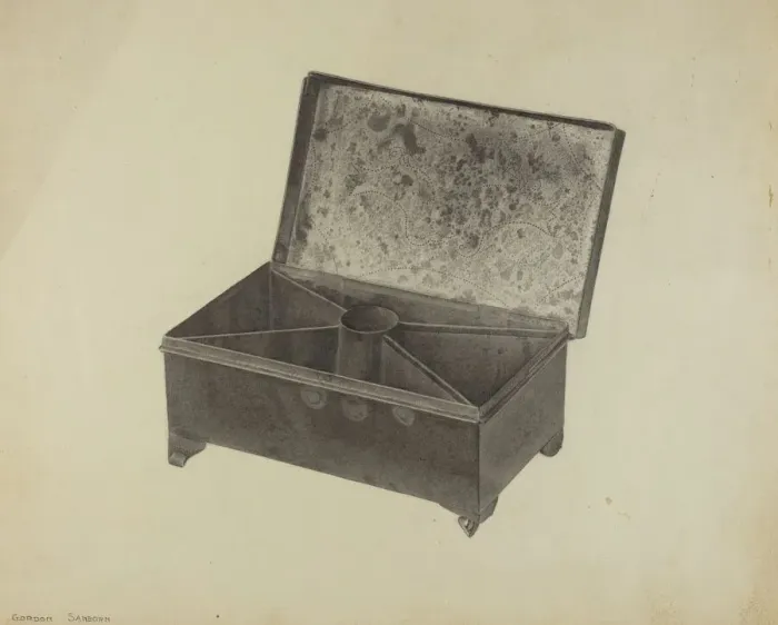 Framed Print : Pa. German Tinder Box, c. 1939. Creator: Gordon Sanborn Framed Print : Pa. German Tinder Box, c. 1939. Creator: Gordon Sanborn
