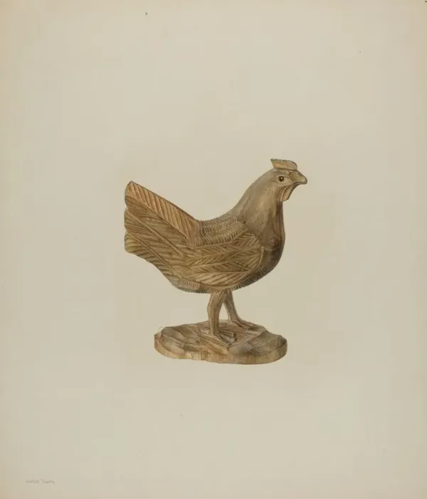 Framed Print : Pa. German Toy Hen, c. 1939. Creator: Hester Duany Framed Print : Pa. German Toy Hen, c. 1939. Creator: Hester Duany
