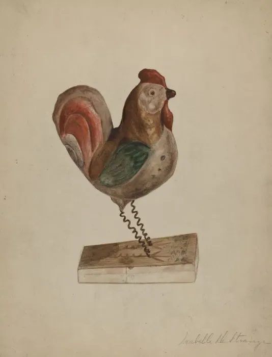 Framed Print : Pa. German Toy Rooster with Bellows, 1935 / 1942. Creator: Isabelle De Strange Framed Print : Pa. German Toy Rooster with Bellows, 1935 / 1942. Creator: Isabelle De Strange