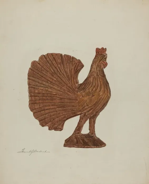 Framed Print : Pa. German Toy Rooster, c. 1939. Creator: Frank Budash Framed Print : Pa. German Toy Rooster, c. 1939. Creator: Frank Budash