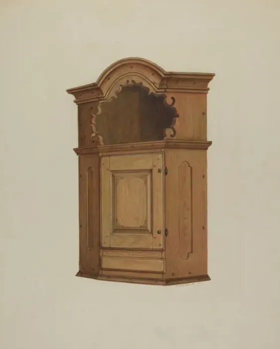 Framed Print : Pa. German Wall Corner Cupboard, 1938. Creator: Austin L. Davison Framed Print : Pa. German Wall Corner Cupboard, 1938. Creator: Austin L. Davison