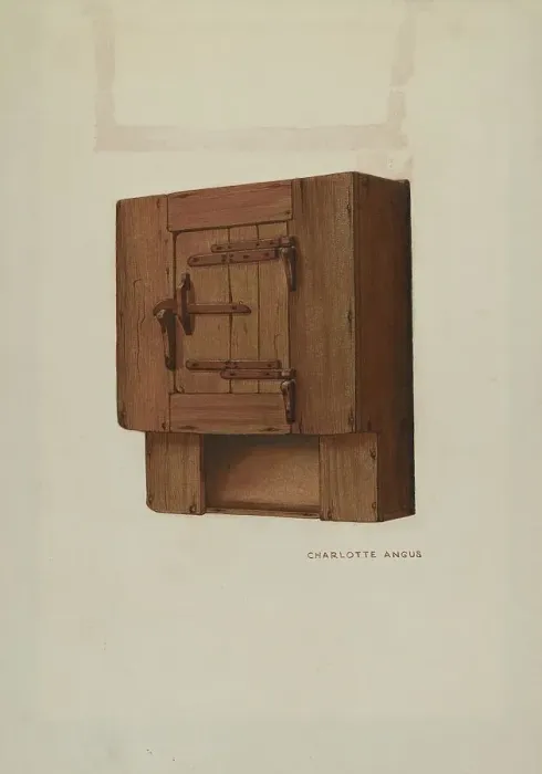 Framed Print : Pa. German Wall Corner Cupboard, c. 1938. Creator: Charlotte Angus Framed Print : Pa. German Wall Corner Cupboard, c. 1938. Creator: Charlotte Angus