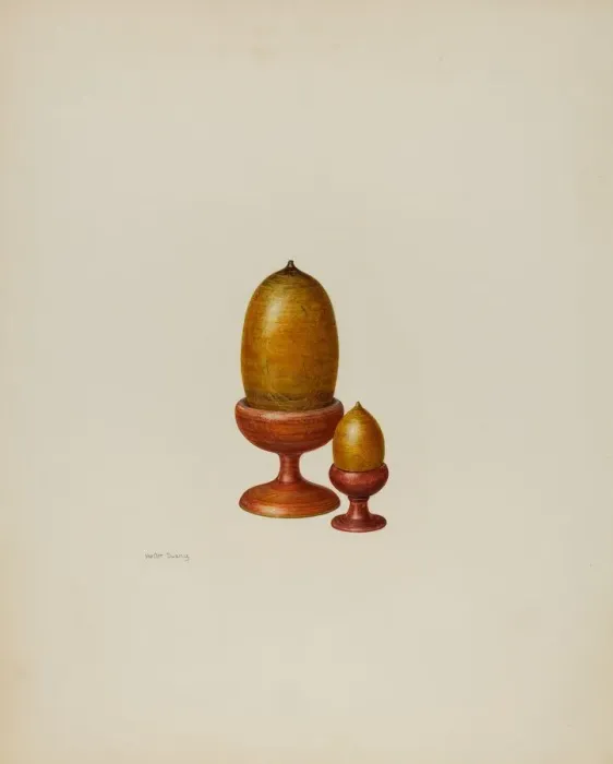 Framed Print : Pa. German Wooden Acorns, c. 1941. Creator: Hester Duany Framed Print : Pa. German Wooden Acorns, c. 1941. Creator: Hester Duany