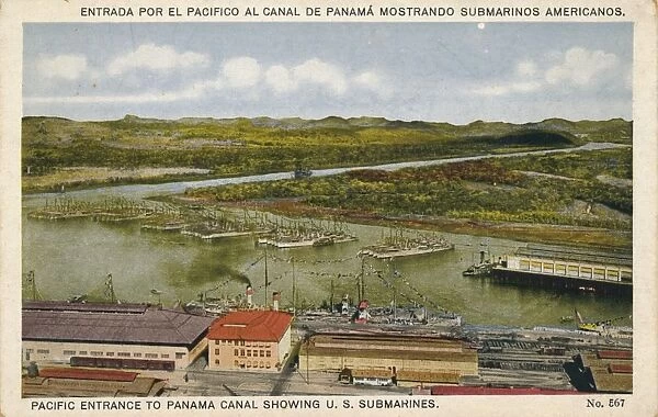 Pacific Entrance to Panama Canal Showing U. S. Submarines, c1920s