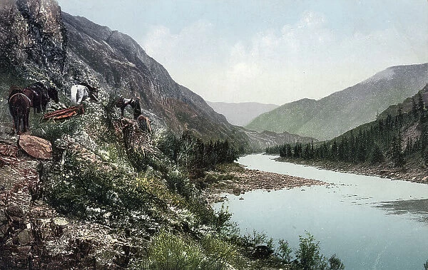 A Pack Road Along the Katun River near Its Confluence with the Argut River..., 1911-13. Creator: Sergei Ivanovich Borisov