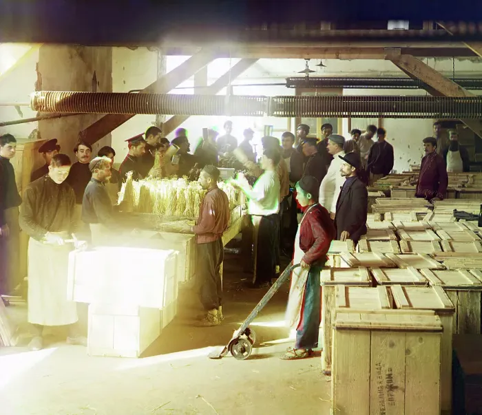 Framed Print : Packaging department, Borzhom, between 1905 and 1915. Creator: Sergey Mikhaylovich Prokudin-Gorsky Framed Print : Packaging department, Borzhom, between 1905 and 1915. Creator: Sergey Mikhaylovich Prokudin-Gorsky