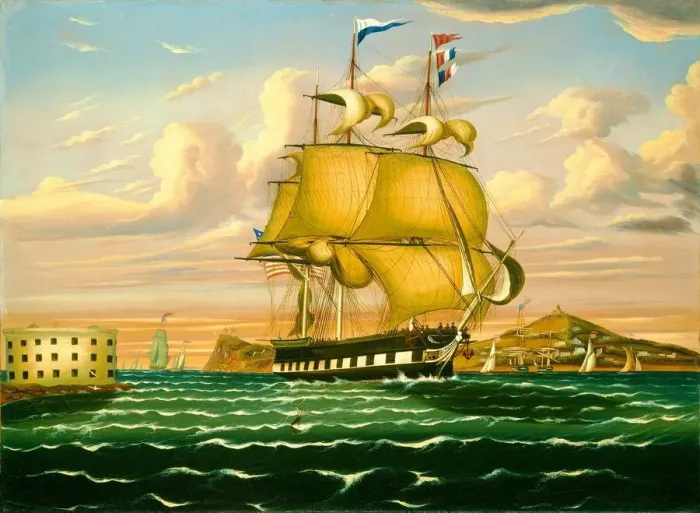 Framed Print : Packet Ship Passing Castle Williams, New York Harbor, mid 19th century Framed Print : Packet Ship Passing Castle Williams, New York Harbor, mid 19th century