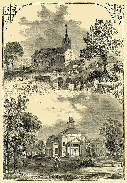 Paddington Church: 1750 and 1805, (c1876). Creator: Unknown