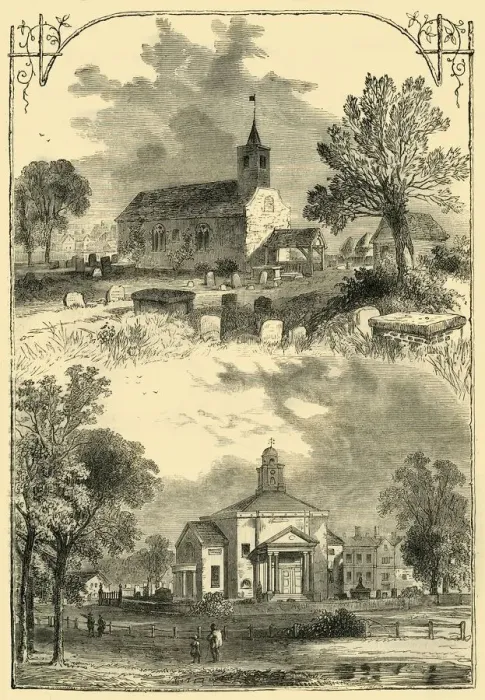 Framed Print : Paddington Church: 1750 and 1805, (c1876). Creator: Unknown Framed Print : Paddington Church: 1750 and 1805, (c1876). Creator: Unknown
