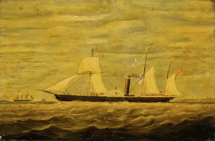 Framed Print : A Paddle Steamer - Aberdeen to London Service, 1850s. Creator: Unknown Framed Print : A Paddle Steamer - Aberdeen to London Service, 1850s. Creator: Unknown