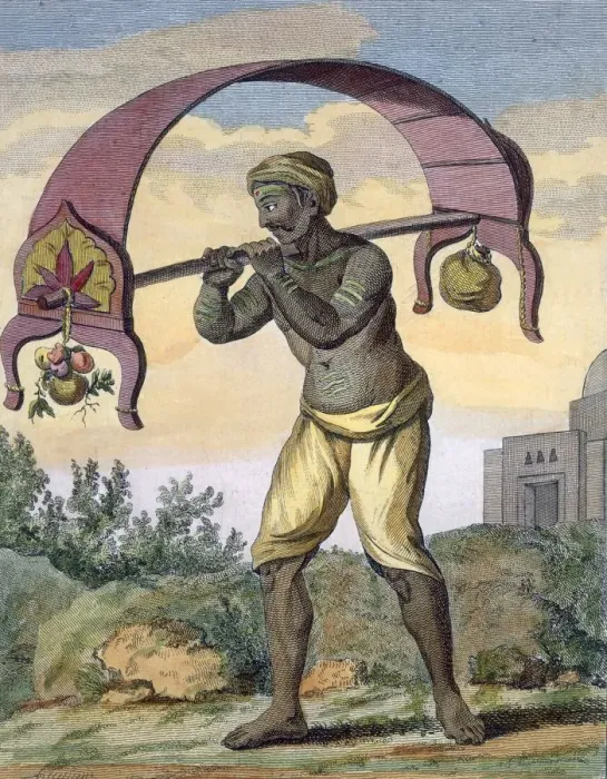 Framed Print : Paeni Caori (religious devotee carrying offerings for the gods), 1782. Creator: Pierre Sonnerat Framed Print : Paeni Caori (religious devotee carrying offerings for the gods), 1782. Creator: Pierre Sonnerat