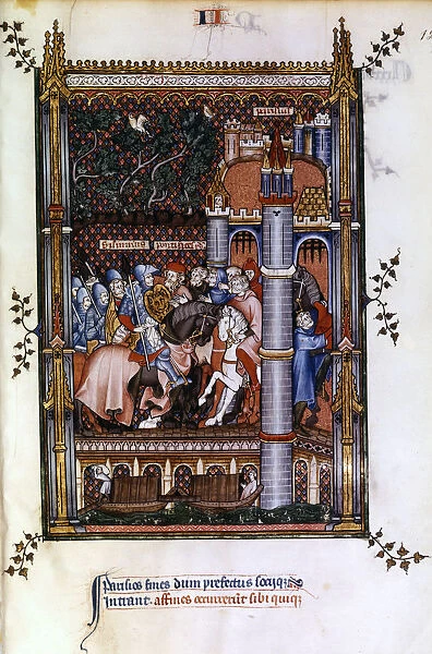 Pagan priests welcome Sisinnius at the gates of Paris, 1317