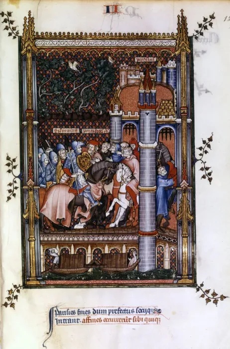 Framed Print : Pagan priests welcome Sisinnius at the gates of Paris, 1317