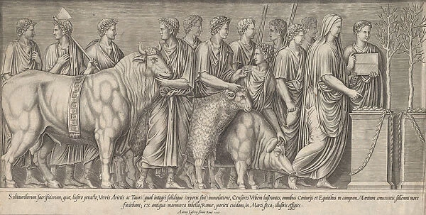 Pagan Sacrifice, after an Antique Bas Relief, 1553., 1553. Creator: Nicolas Beatrizet
