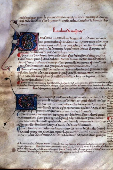 Framed Print : Page 47 of Canconer Gil, songbook of the mid-14th century that brings together Framed Print : Page 47 of Canconer Gil, songbook of the mid-14th century that brings together