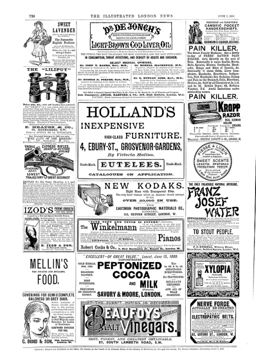 Framed Print : Page of advertisements, 1890. Creator: Unknown Framed Print : Page of advertisements, 1890. Creator: Unknown