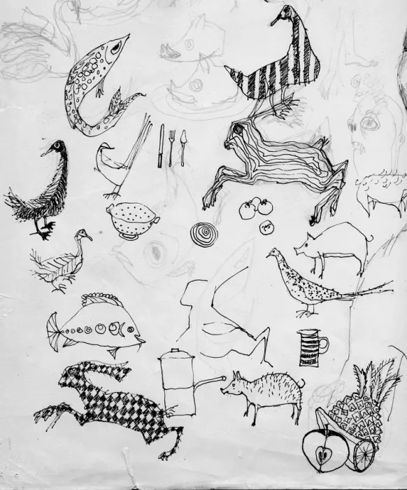 Framed Print : Page of animal sketches, c1950. Creator: Shirley Markham Framed Print : Page of animal sketches, c1950. Creator: Shirley Markham