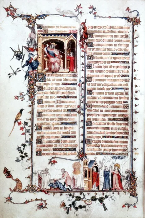 Framed Print : Page from the Belleville Breviary 1323-1326. Artist: Jean Pucelle Framed Print : Page from the Belleville Breviary 1323-1326. Artist: Jean Pucelle