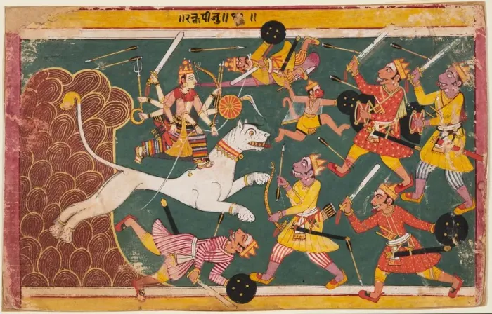 Framed Print : A page from the Devi-Mahatmya: The Goddess as the Drinker of the Demon Raktabija, c Framed Print : A page from the Devi-Mahatmya: The Goddess as the Drinker of the Demon Raktabija, c
