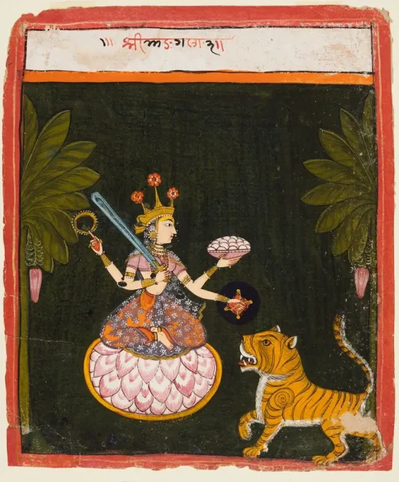 Framed Print : A page from a Devi series, c. 1660. Creator: Unknown