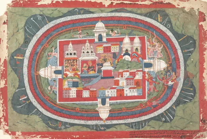 Framed Print : Page from a Dispersed Bhagavata Purana Manuscript (Life of Krishna), ca. 1775. Creator: Unknown Framed Print : Page from a Dispersed Bhagavata Purana Manuscript (Life of Krishna), ca. 1775. Creator: Unknown