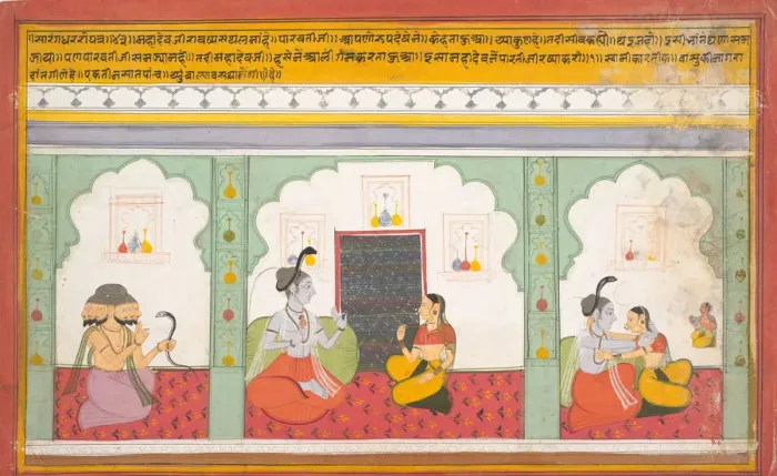 Framed Print : Page from a Dispersed Shiva Mahatmya (Great Tales of Shiva), ca. 1710. Creator: Unknown Framed Print : Page from a Dispersed Shiva Mahatmya (Great Tales of Shiva), ca. 1710. Creator: Unknown