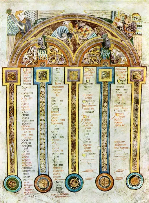 Framed Print : A Page of The Eusebian Canons, c800 AD, (20th century) Framed Print : A Page of The Eusebian Canons, c800 AD, (20th century)