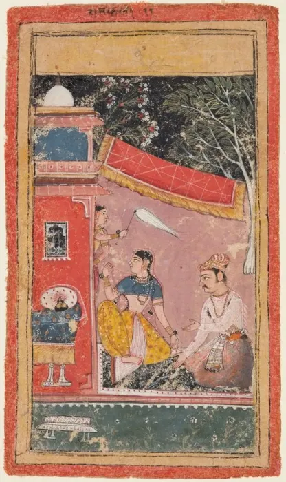 Framed Print : A page form a Ragamala series: Ramakali Ragini of Hindol Raga, c. 1610. Creator: Unknown Framed Print : A page form a Ragamala series: Ramakali Ragini of Hindol Raga, c. 1610. Creator: Unknown