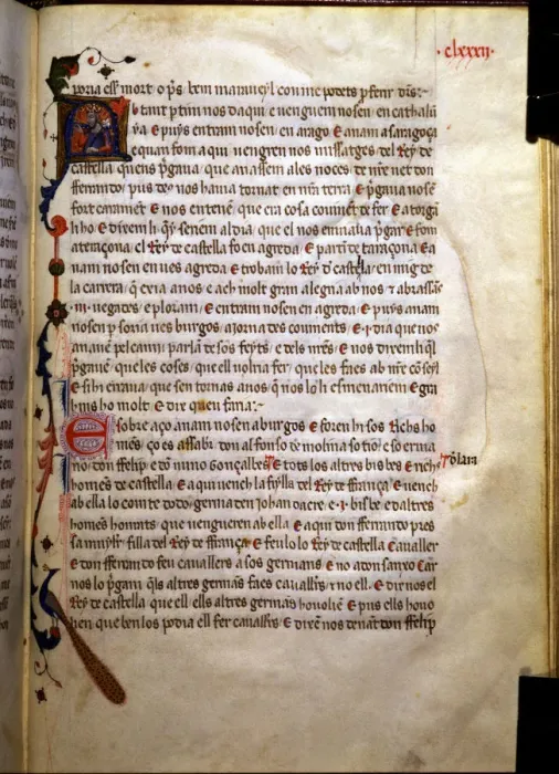 Framed Print : Page with an illuminated initial in the Llibre dels feyts del rey Jacme Framed Print : Page with an illuminated initial in the Llibre dels feyts del rey Jacme
