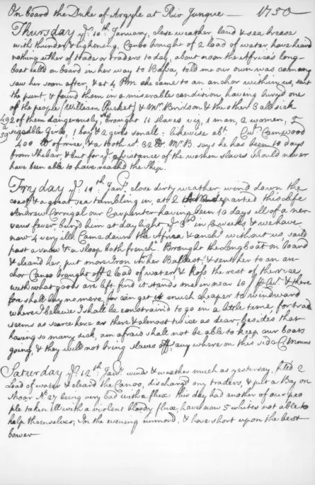 Framed Print : A page from the journal of John Newton, 1750-1754 (1965)