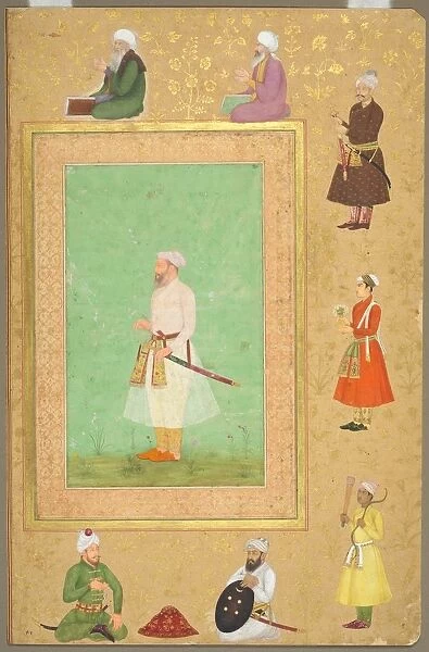 Page from the Late Shah Jahan Album: Portrait of Asaf Khan, c. 1653. Creator: Unknown