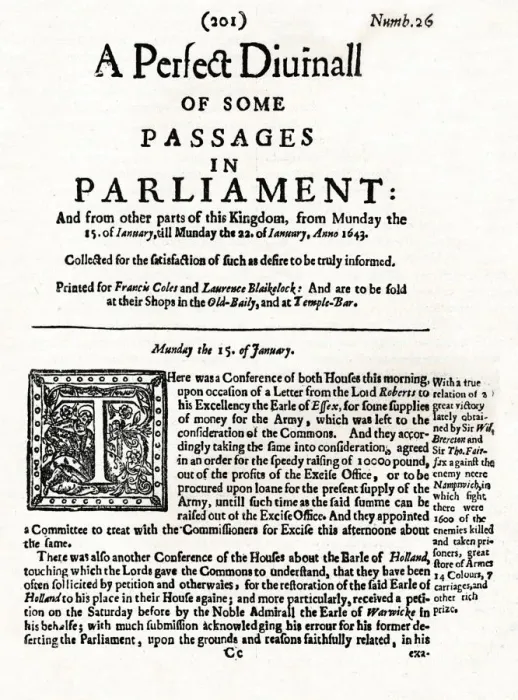 Framed Print : Front page of A Perfect Diurnall of Some Passages in Parliament, 1643 (1905) Framed Print : Front page of A Perfect Diurnall of Some Passages in Parliament, 1643 (1905)