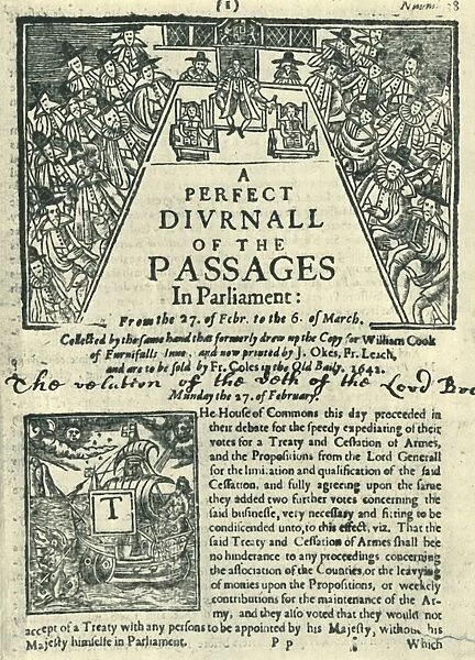 Front page of A Perfect Diurnall of the Passages in Parliament, February-March 1642