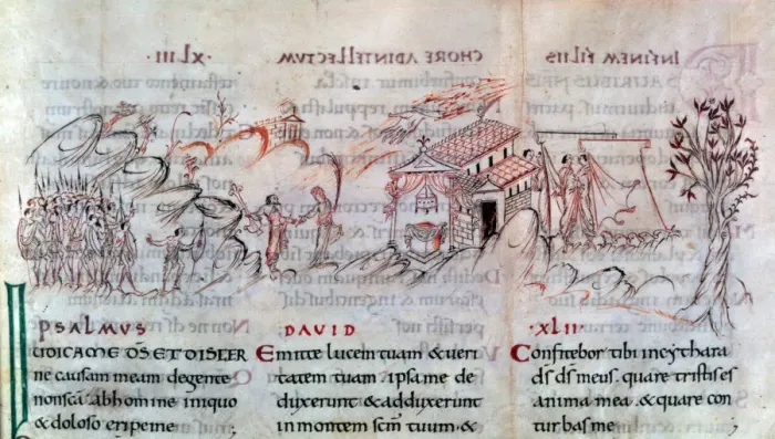 Framed Print : Page from a psalter, first half of 11th century Framed Print : Page from a psalter, first half of 11th century
