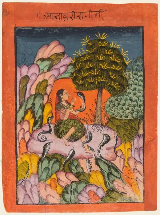 Framed Print : A page from a Ragamala series: Asavari Ragini, early 1700s. Creator: Unknown Framed Print : A page from a Ragamala series: Asavari Ragini, early 1700s. Creator: Unknown